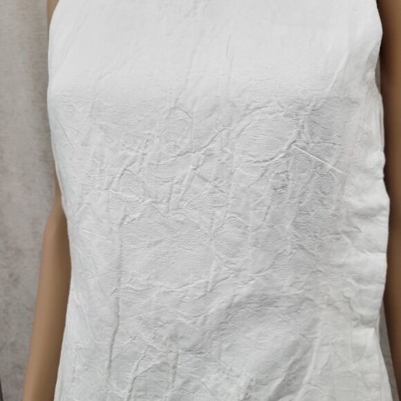 CO Collections Elegant White Sleeveless Top Cotton Linen Italian Fabric Luxury - Picture 2 of 13